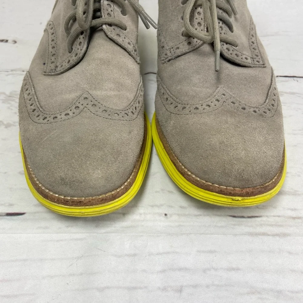 Cole Haan Lurnagrand‎ Shoes Men’s 9.5M Gray Wingtip Oxfords Suede